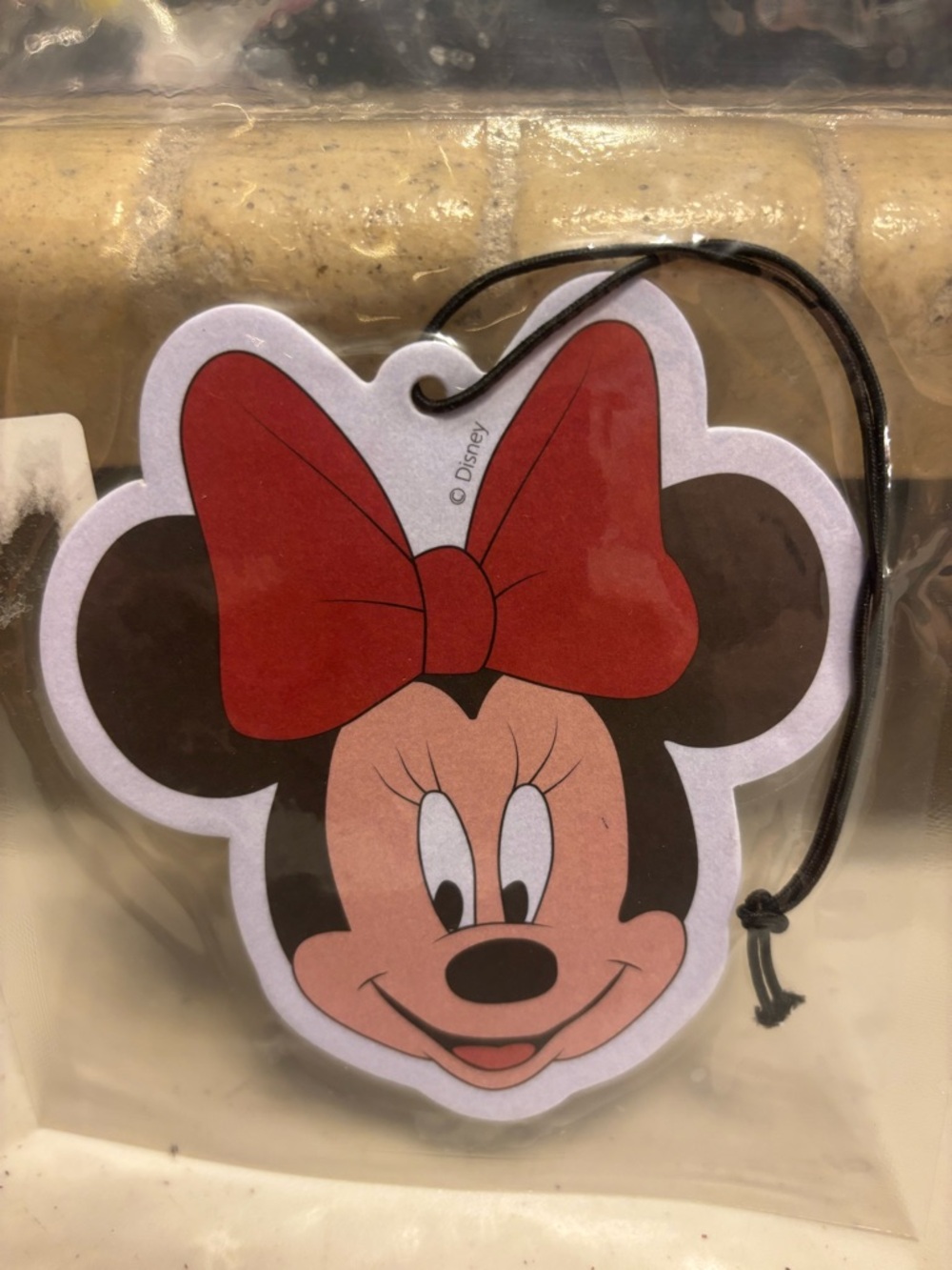 Disney Minnie Mouse Black & Red Face Air Freshener Tag